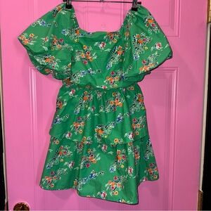 Cat & Jack Green Floral Lugfer Sleeve Dress size 10/12‎